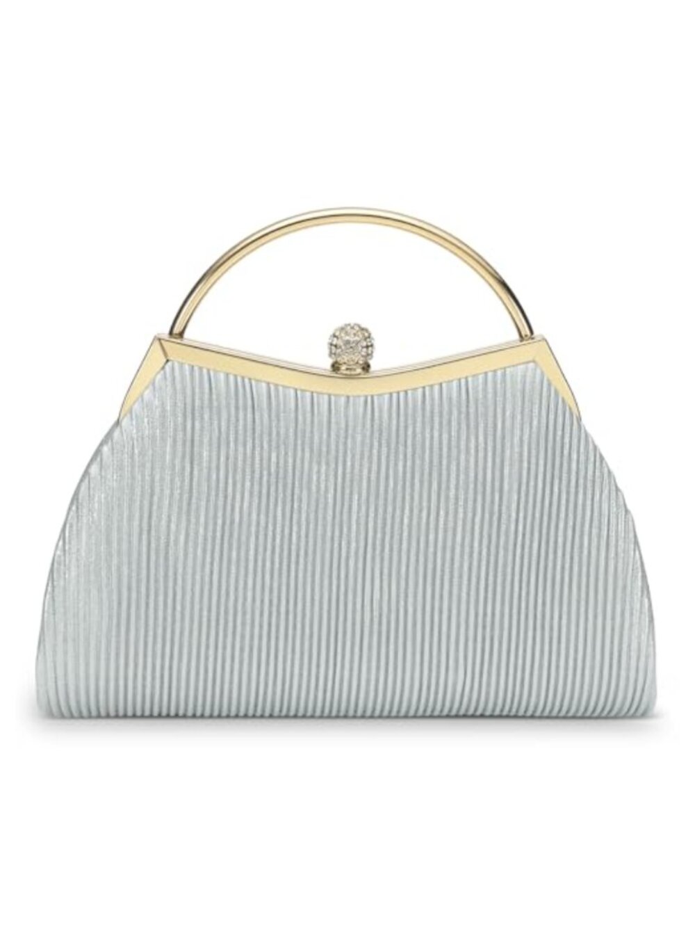 Satin Evening Clutch Purse Rhinestone Clasp Detachable Chain Strap